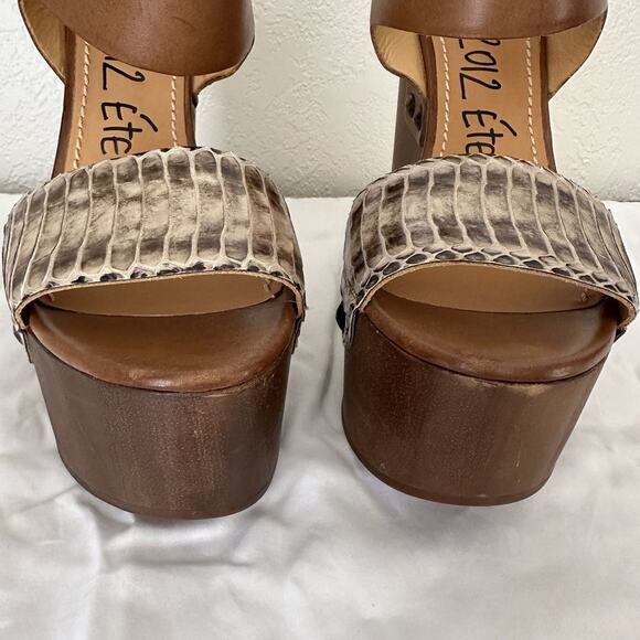 Lanvin Watersnake Wooden Wedge Sandal EU 39 Platform Super High - Picture 6 of 10